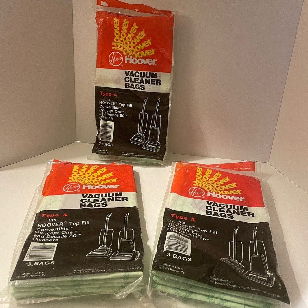 Hoover TYPE A Vacuum Cleaners Bags 3 pkgs (9) bags TOTAL